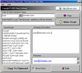 Hixus E-Mail Adress Encoder
